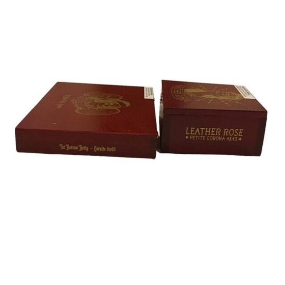 Drew Estate Cigar Boxes Fat Bottom Gordito Betty Leather Rose Corona Lot of 2 - Picture 5 of 13